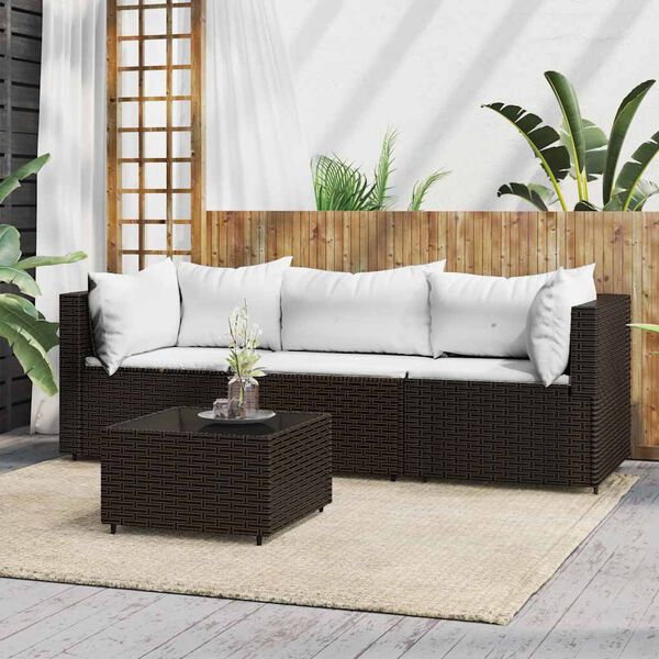 vidaXL Patio Lounge Set Brown, Cream