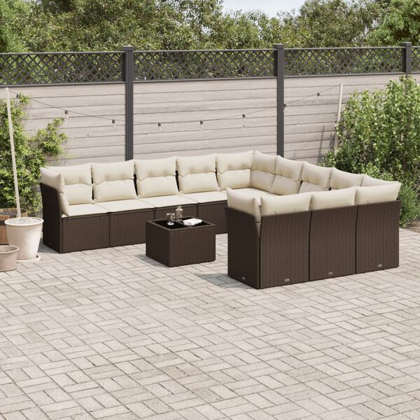 vidaXL Garden Sofa Set Brown PE Rattan Large Garden Sofa Set