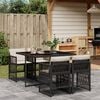 vidaXL Garden Dining Set Gray PE Rattan, Powder-Coated Steel, Tempered Glass