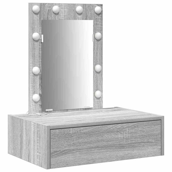 vidaXL Dressing Table Grey 23.62 x 15.75 x 27.56 in Engineered Wood