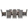 vidaXL Patio Dining Set Set of 9 Grey PE rattan Large Patio Dining Set