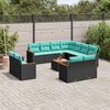 vidaXL 12 Piece Garden Sofa Set with Cushions Black Poly Rattan