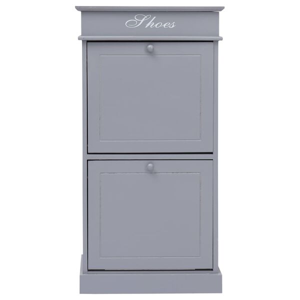 vidaXL Shoe Cabinet Gray Paulownia wood + MDF 19.7 x 11.0 x 38.6 in