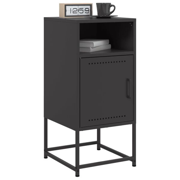 vidaXL Bedside Cabinet Set of 2 Black Steel Standard Bedside Cabinet