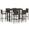 vidaXL Garden Bar Set Brown PE Rattan, Powder-Coated Steel Large