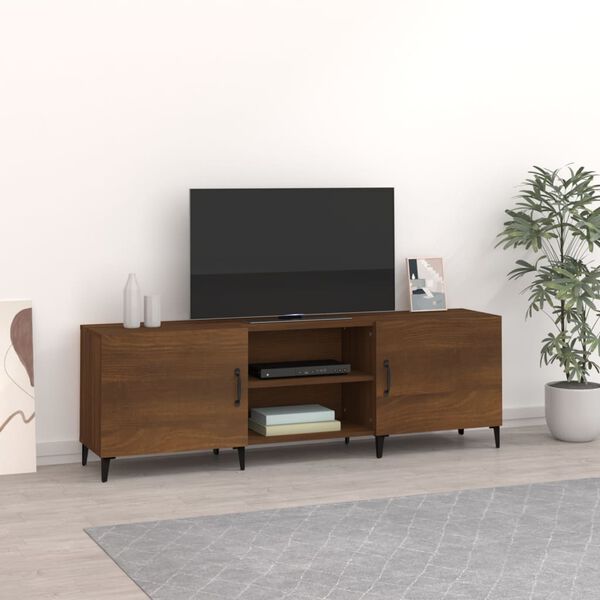 vidaXL TV Cabinet Brown Oak Engineered wood, Iron 59.1x11.8x19.7 in