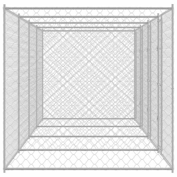 vidaXL Dog Cage 4 pcs Silver 314.96 x 78.74 x 78.74 in Steel and PE