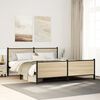 vidaXL Bed Frame Sonoma Oak Steel, Engineered Wood Double Bed Frame