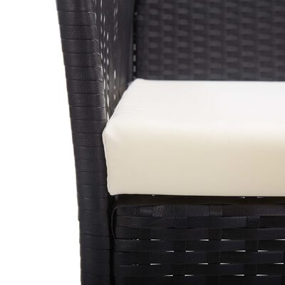 vidaXL Patio Armchairs with Cushions 2 pcs Black Poly Rattan