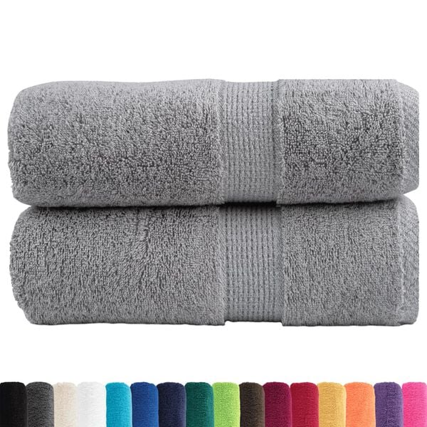 vidaXL Soap Towel Set of 2 Grey 100% Ring-Spun Cotton 11.8x11.8in