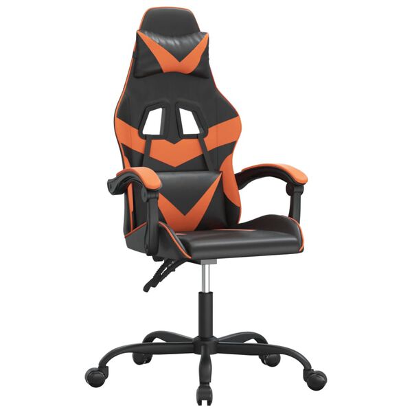 vidaXL Gaming Chair Black and Orange Faux Leather