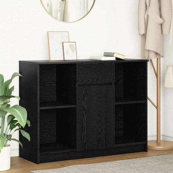 vidaXL Sideboard Black Oak Engineered Wood Large Furniture Rectangular