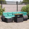 vidaXL 7 Piece Patio Sofa Set with Cushions Gray Poly Rattan Acacia