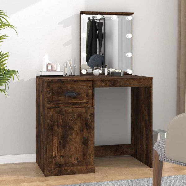 vidaXL Dressing Table Smoked Oak Engineered Wood Medium Dressing Table