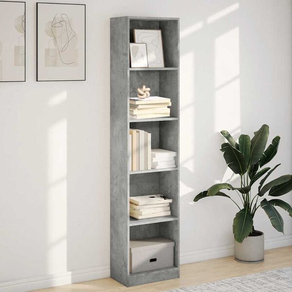 vidaXL Bookcase Concrete Grey Engineered Wood Tall Bookcase