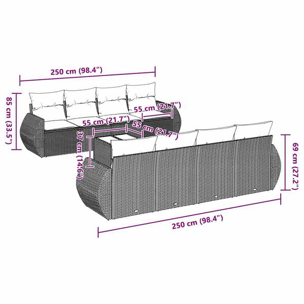 vidaXL Garden Sofa Set Light grey, Dark grey
