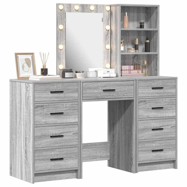vidaXL Dressing Table 3 pcs Gray 40 x 41 x 135 cm Engineered wood