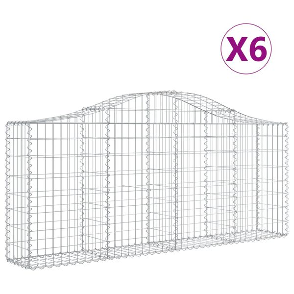 vidaXL Gabion Basket Set of 6 Silver Galvanized Iron Large