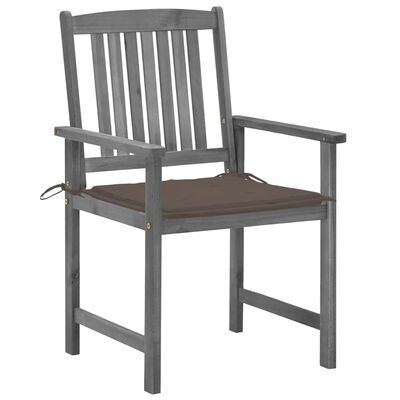 vidaXL Patio Chairs with Cushions 4 pcs Gray Solid Acacia Wood