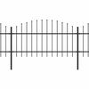 vidaXL Garden Fence with Spear Top Steel 281.3"x49.2" Black