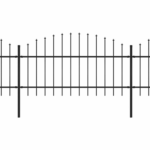 vidaXL Garden Fence with Spear Top Steel 281.3"x49.2" Black