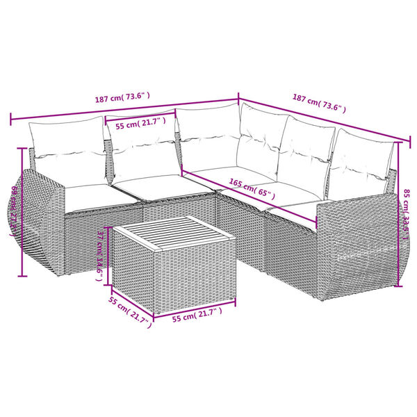 vidaXL Garden Sofa Set Black