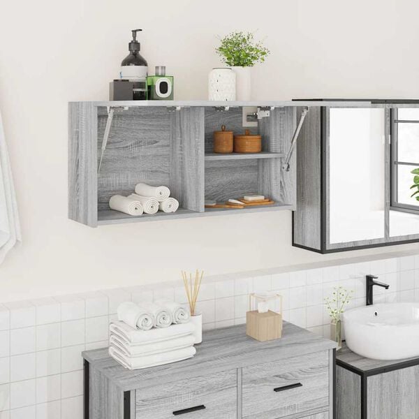 vidaXL Bathroom Wall Cabinet Grey Sonoma Engineered Wood