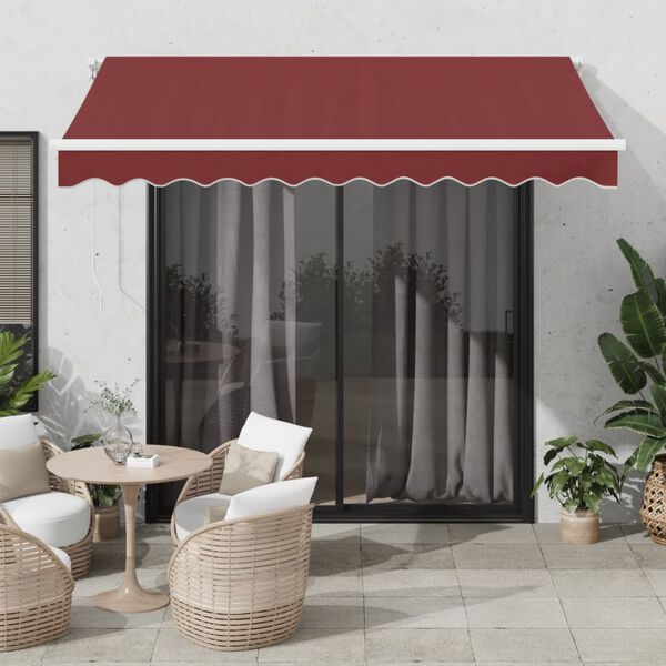 vidaXL Retractable Awning Burgundy Aluminum 118.1 x 98.4 in