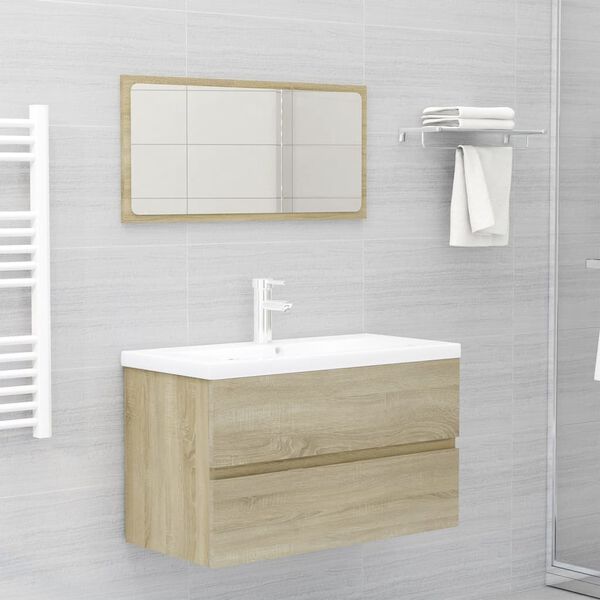 vidaXL Bathroom Furniture Set Sonoma Oak Engineered wood Medium
