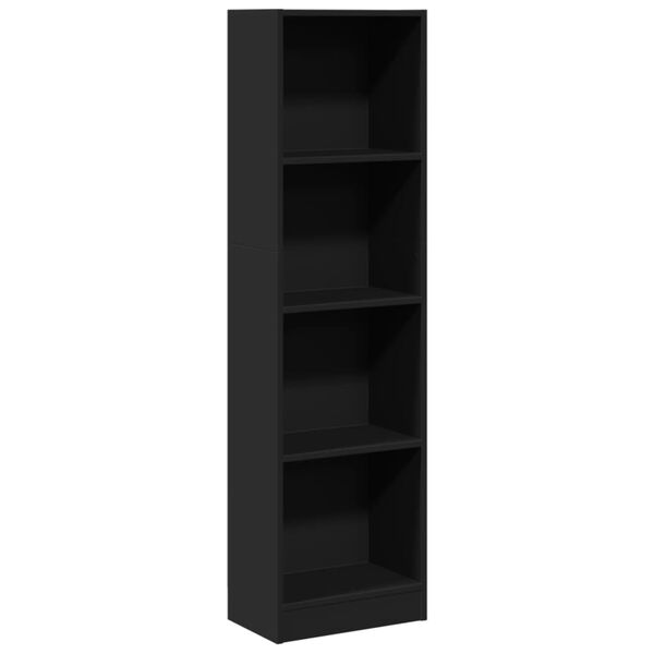 vidaXL Bookcase Black Engineered wood Tall Bookcase Rectangular