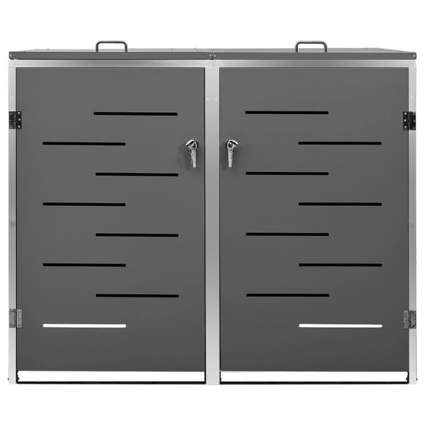 vidaXL Double Wheelie Bin Shed 54.3"x30.5"x44.3" Stainless Steel
