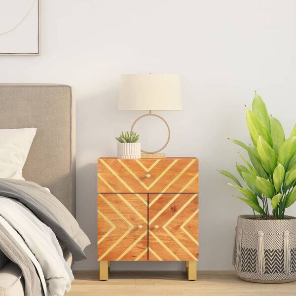 vidaXL Bedside Cabinet Brown and Black Solid Mango Wood Medium