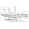 vidaXL Bed Frame White Powder-Coated Steel Small Double Bed Frame