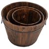 vidaXL Bucket Planter Set Set of 3 Burned Wood Solid Fir Wood