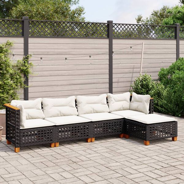 vidaXL Garden Sofa Set Black PE rattan Large Modular Garden Sofa Set