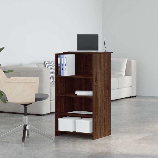 vidaXL Reception Desk Brown Oak Engineered Wood Small Reception Desk