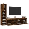 vidaXL 4 Piece TV Wall Units with LED Smoked Oak Engineered Wood