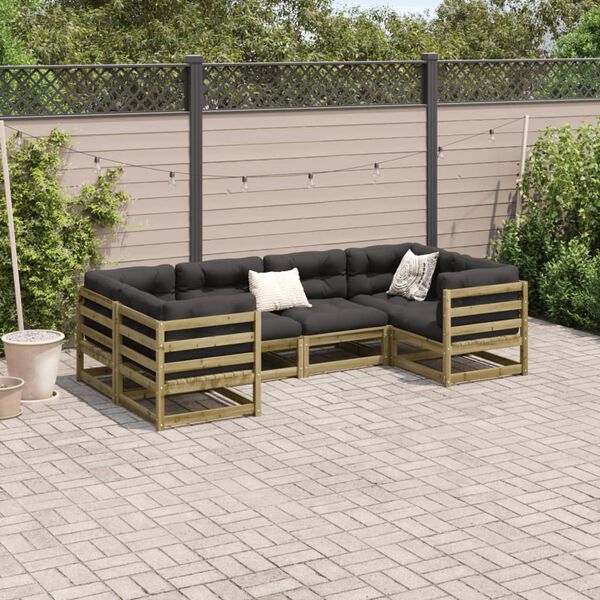vidaXL Garden Sofa Set Natural wood, Anthracite cushions