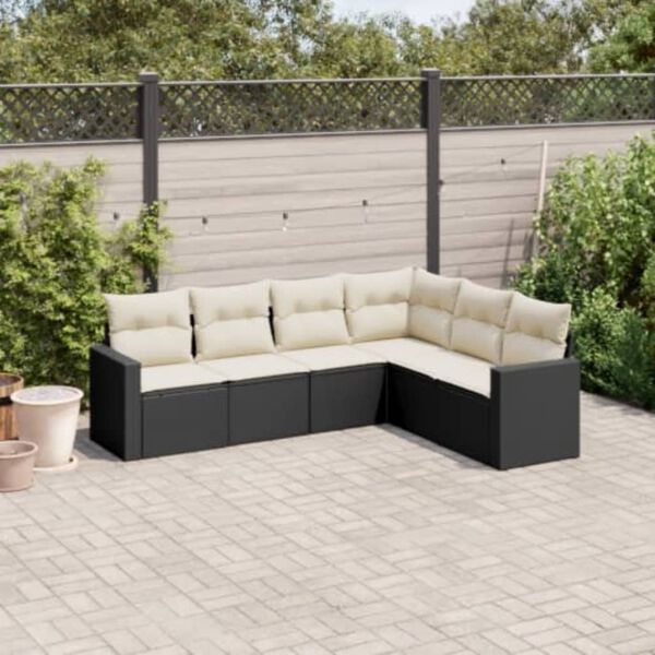 vidaXL Garden Sofa Set Black, Cream White