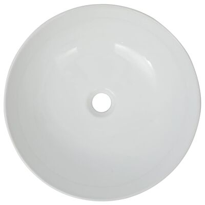 vidaXL Basin Round Ceramic White 16.3"x5.3"