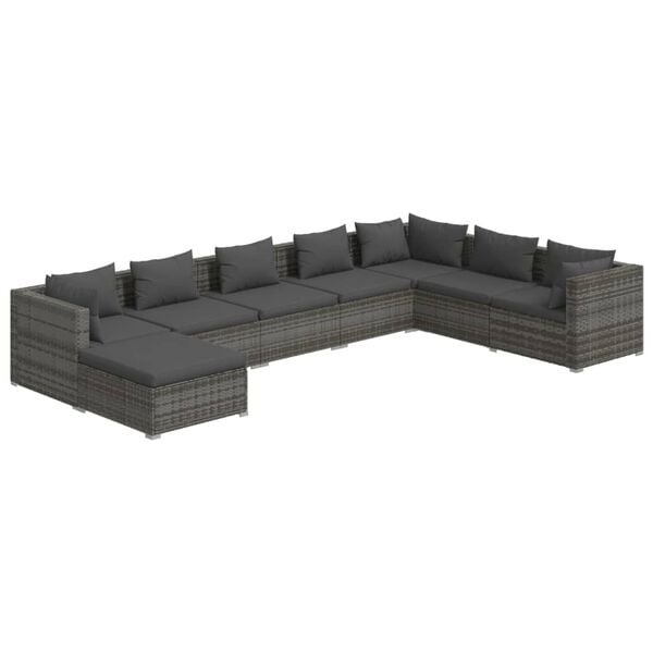 vidaXL Garden Lounge Set Grey PE rattan Large Modular