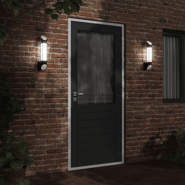 vidaXL Outdoor Wall Light Set of 2 Black Stainless steel, Polycarbonate