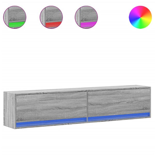 vidaXL TV Wall Cabinet Grey Sonoma Engineered Wood Large TV Wall Cabinet