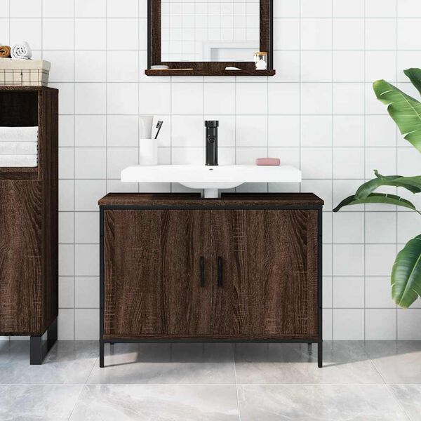 vidaXL Bathroom Sink Cabinet Brown Oak Engineered wood
