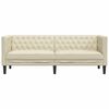 vidaXL Chesterfield Sofa Cream Faux leather, plywood, solid wood 3-seater