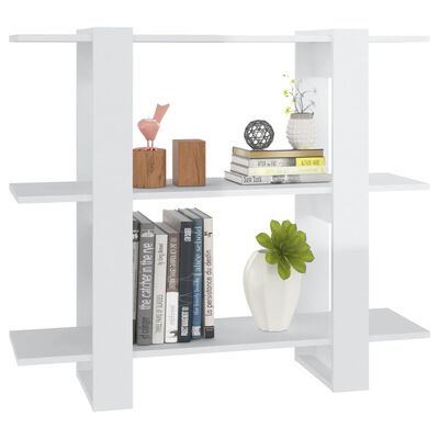 vidaXL Book Cabinet/Room Divider High Gloss White 39.4"x11.8"x34.3"