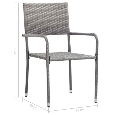 vidaXL Patio Dining Chairs 2 pcs Poly Rattan Gray