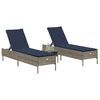 vidaXL Patio Sun Lounger Set Gray PE rattan Extra Long Removable Covers