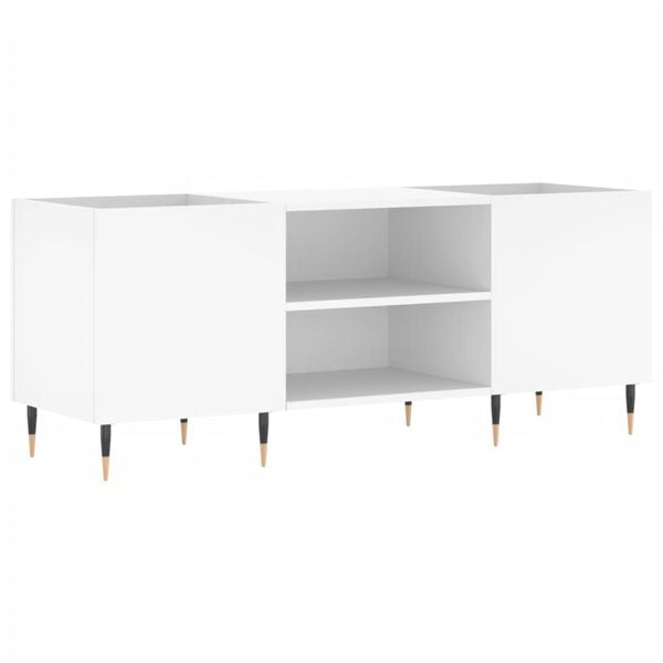 vidaXL Record Cabinet White Engineered wood, iron Medium Record Cabinet