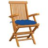 vidaXL Patio Chair Set of 6 Teak, Blue Teak Wood, Polyester Standard